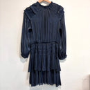 Pleated V-Neck Dress-12