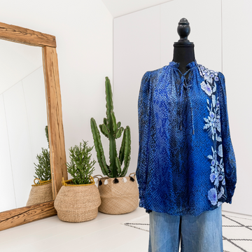Snakeskin Floral Silk Blend Top
