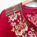 Floral 1/4 Button Embroidered Top-8