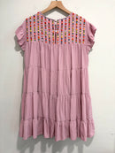 Embroidered Ruffle Shift Dress-9
