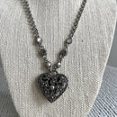 Scroll Heart Silver Pendant Necklace-3
