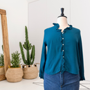 Ruffle Trim Button Down Top-1
