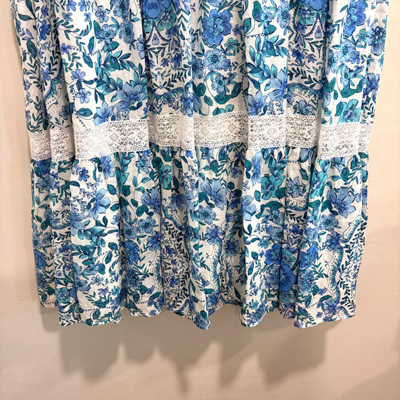 Floral Tiered Linen Midi Dress
