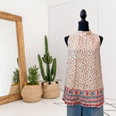 Embroidered Trim Sleeveless Top-1