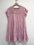 Embroidered Ruffle Shift Dress-2