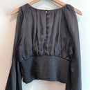 Satin Slit Sleeve V-Neck Top-11