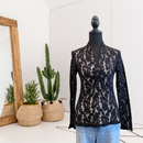 Lace V-Neck Long Sleeve Top-1