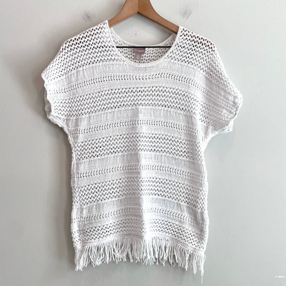 Open Knit Short Sleeve Sweater