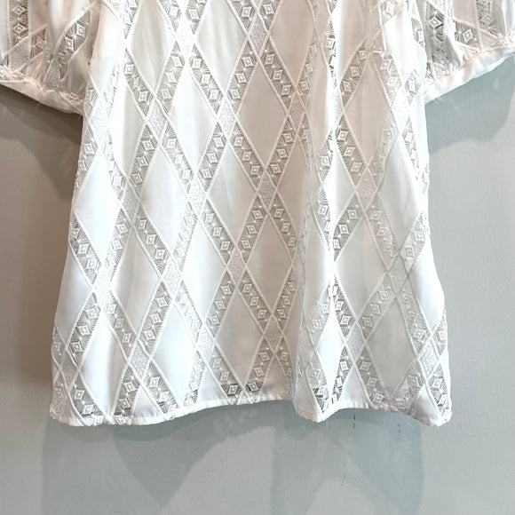 Diamond Eyelet Overlay Top