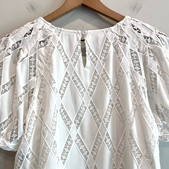 Diamond Eyelet Overlay Top
