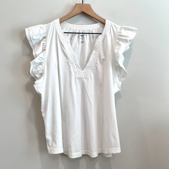 Ruffle Sleeve V-Neck Top