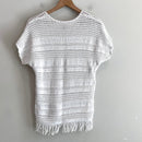 Open Knit Short Sleeve Sweater-9