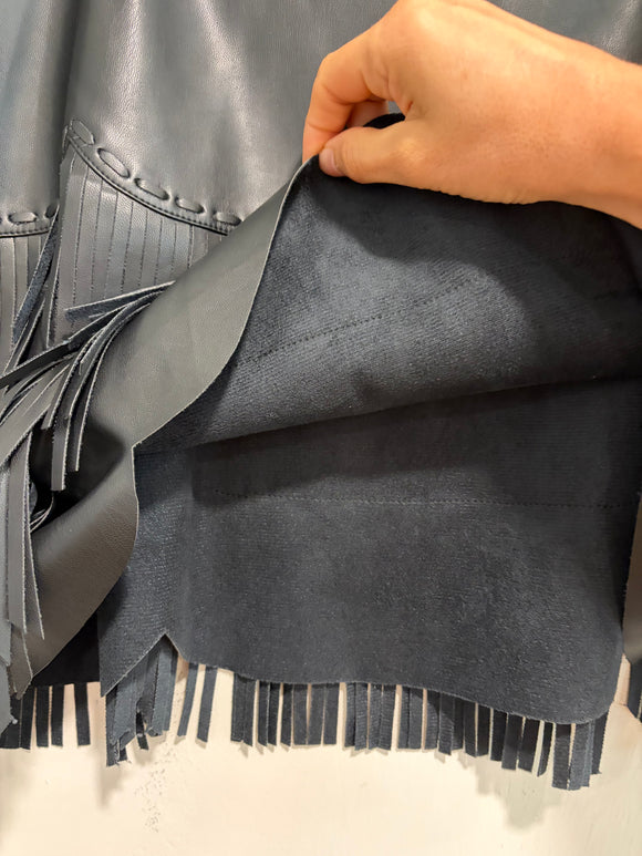 Fringe Faux Leather Skirt