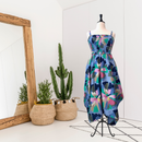 Smocked Handkerchief Hem Midi Dress-1