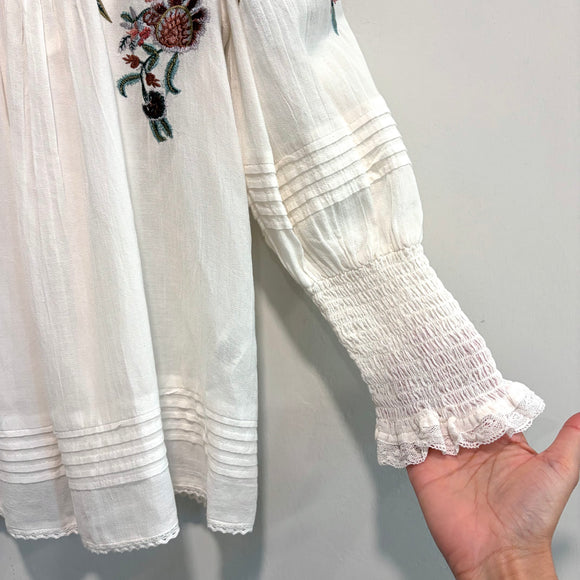 Floral Embroidered Peasant Top