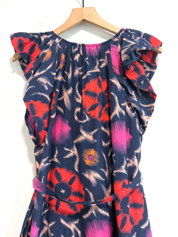 Geometric Flutter Sleeve Dress