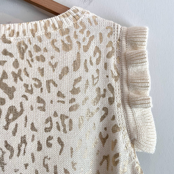 Metallic Leopard Ruffle Sweater