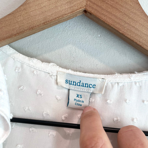 Ruffled Button Down Swiss Dot Top