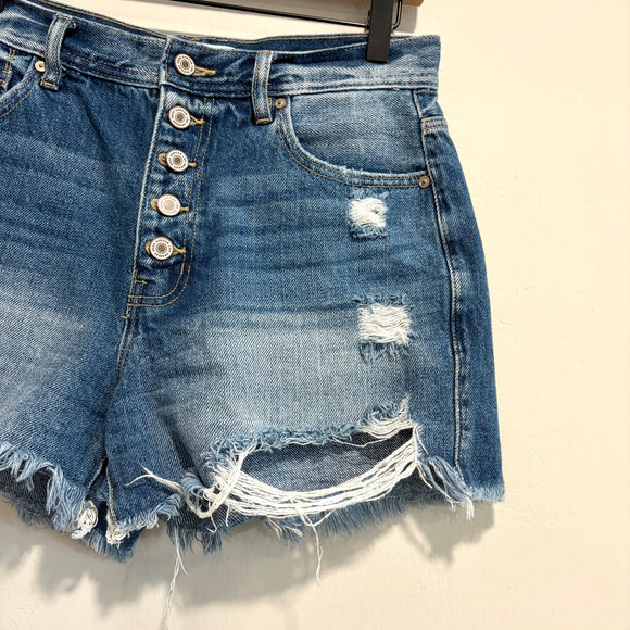 Distressed High Rise Shorts