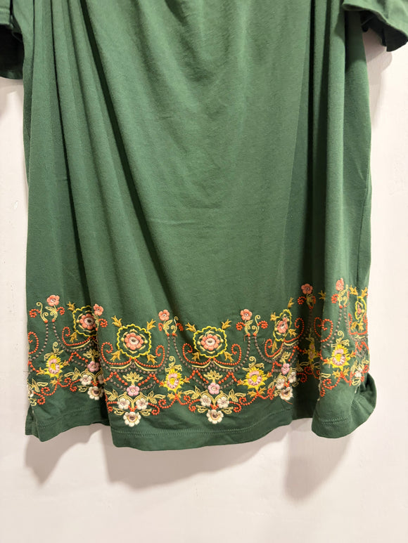 Embroidered Cold Shoulder Top
