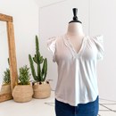 Ruffle Sleeve V-Neck Top-1