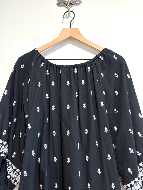 Embroidered Belted Dress