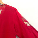 Floral 1/4 Button Embroidered Top-12
