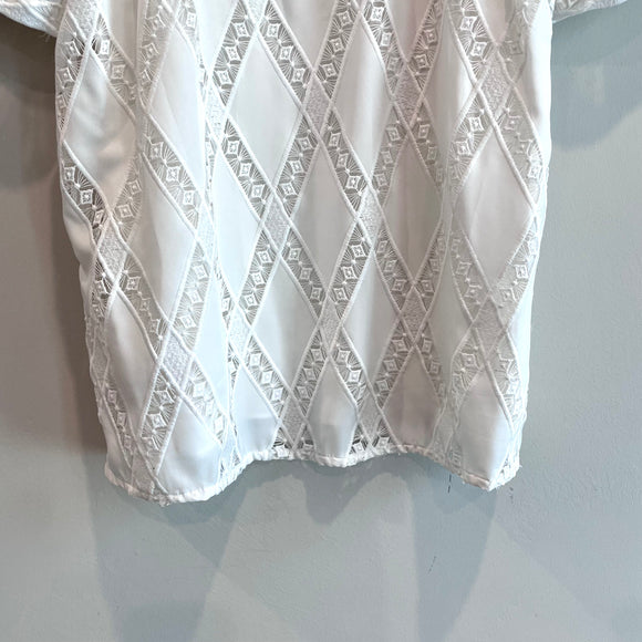 Diamond Eyelet Overlay Top