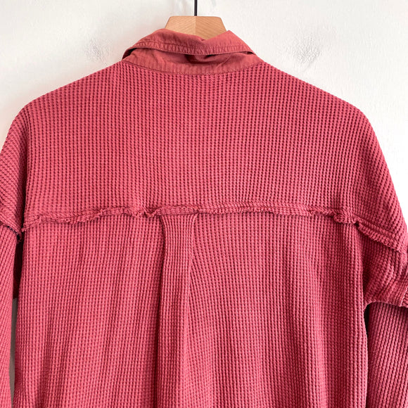 Waffle Knit Button Down Shirt