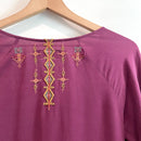Embroidered Velvet Trim Silk Top-10