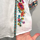 Floral Embroidered Ramie Top-14