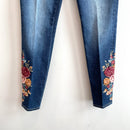 Floral Embroidered Skinny Jeans-3