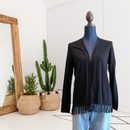 Fringe Hem Open Front Cardigan-1