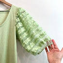 Sheer Ruffle Sleeve Ribbed Top-4