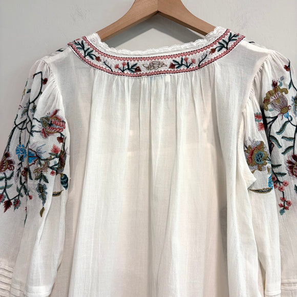 Floral Embroidered Peasant Top