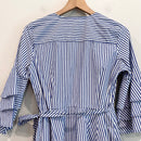 Striped Tiered Bell Sleeve Wrap Dress-10