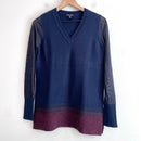 Semi-Sheer Sleeve V-Neck Sweater-2