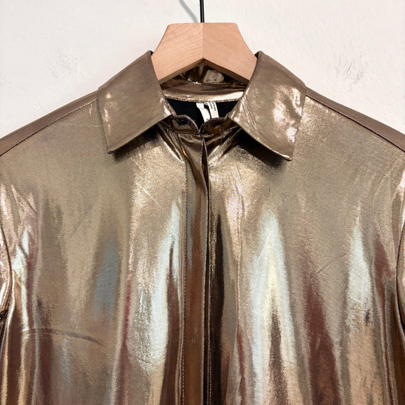Shine Metallic Button Down Top