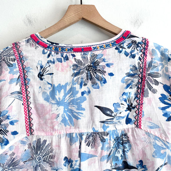 Floral Embroidered Trim Shift Dress