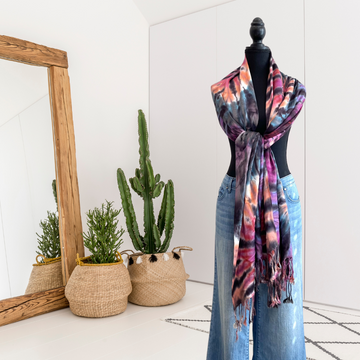 Tie Dye Fringe Hem Scarf