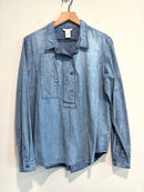 1/2 Button Utility Chambray Top-2