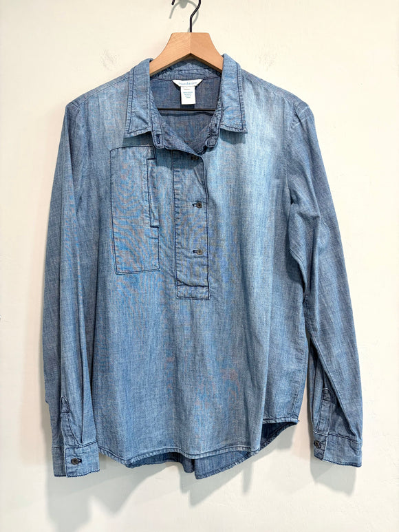 1/2 Button Utility Chambray Top