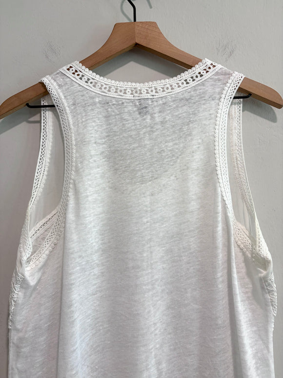 Linen Lace Trim Tank Top