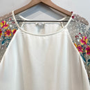 Floral Sheer Embroidered Sleeve Top-3