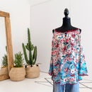 Cold Shoulder Floral Silk Top-1