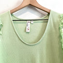 Sheer Ruffle Sleeve Ribbed Top-3