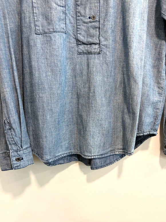 1/2 Button Utility Chambray Top