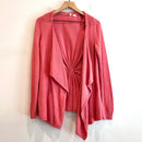 Open Front Gathered Back Cardigan-2