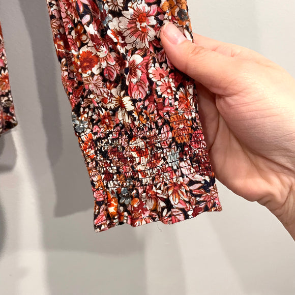 Floral 1/4 Button Top