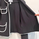 Piped Trim Open Front Blazer Jacket-7